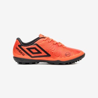 Chuteira Society Umbro Orbit Infantil [Cor: Coral E Vermelho - Tamanho: 34]